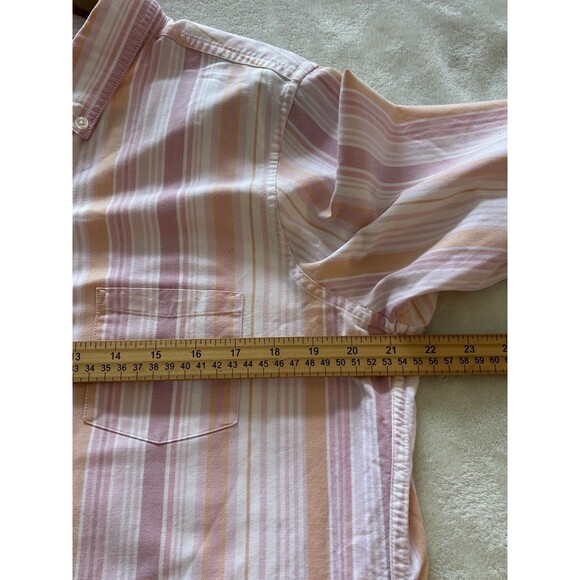 LL Bean Womens Shirt Large Reg Button Striped 100% Cotton Pastel Career Preppy - Picture 8 of 10